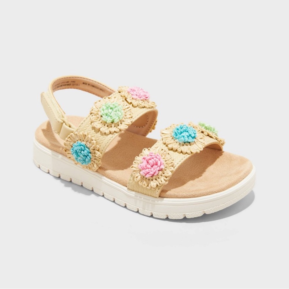 Cat & Jack girls floral footbed sandals